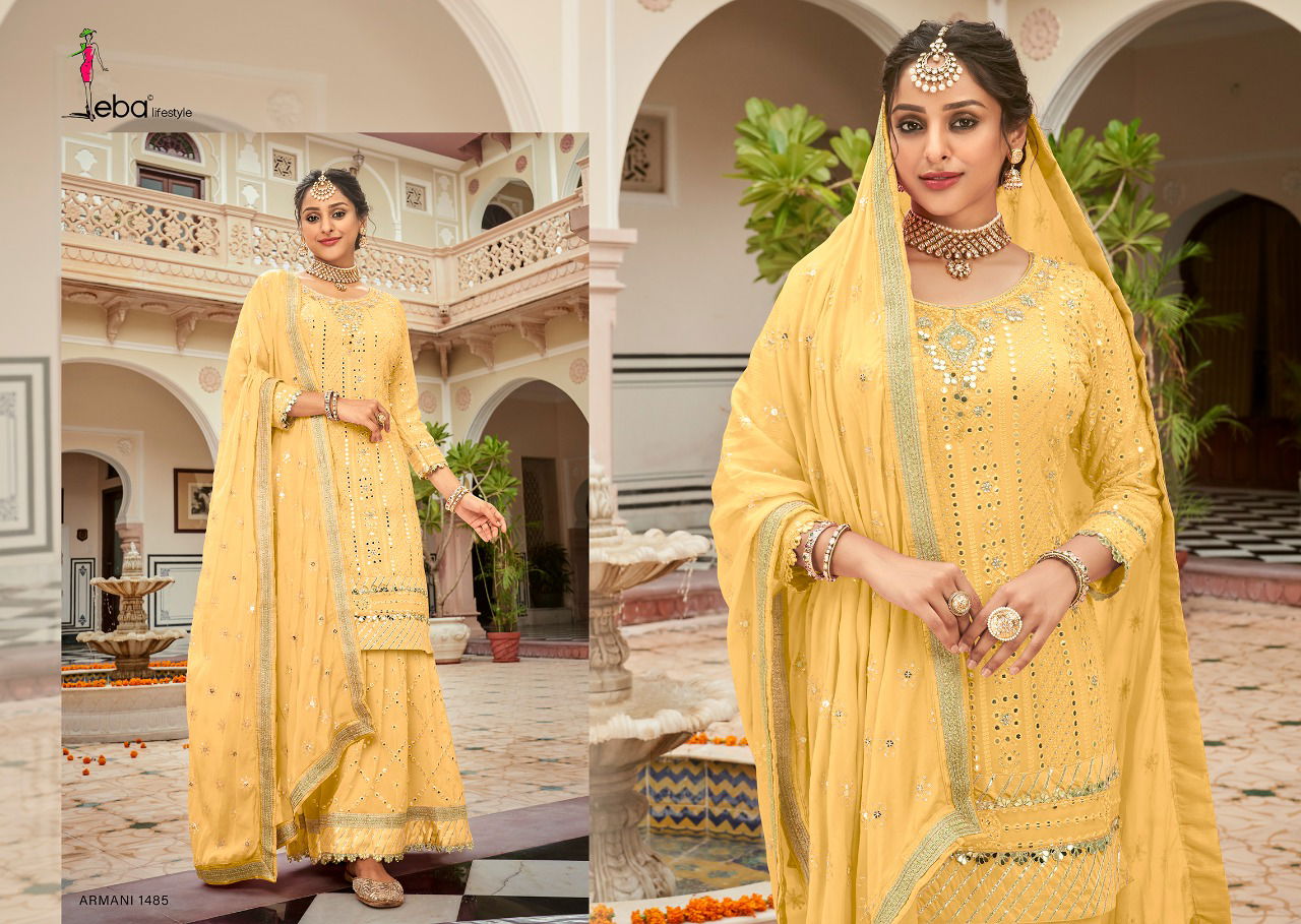 Eba Armani 3 Heavy Georgette Designer Fancy Festive Wear Salwar Kameez Collection
